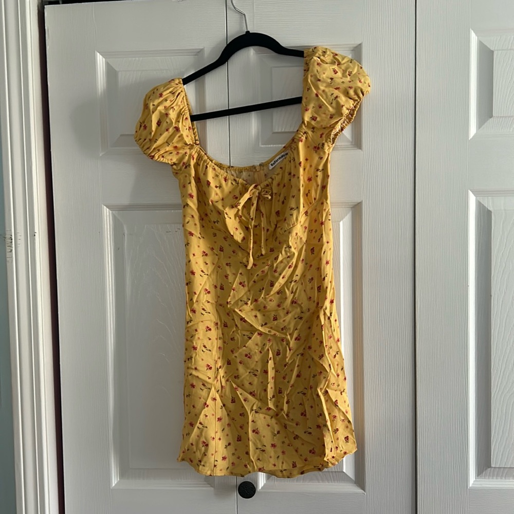yellow mini floral dress reformation